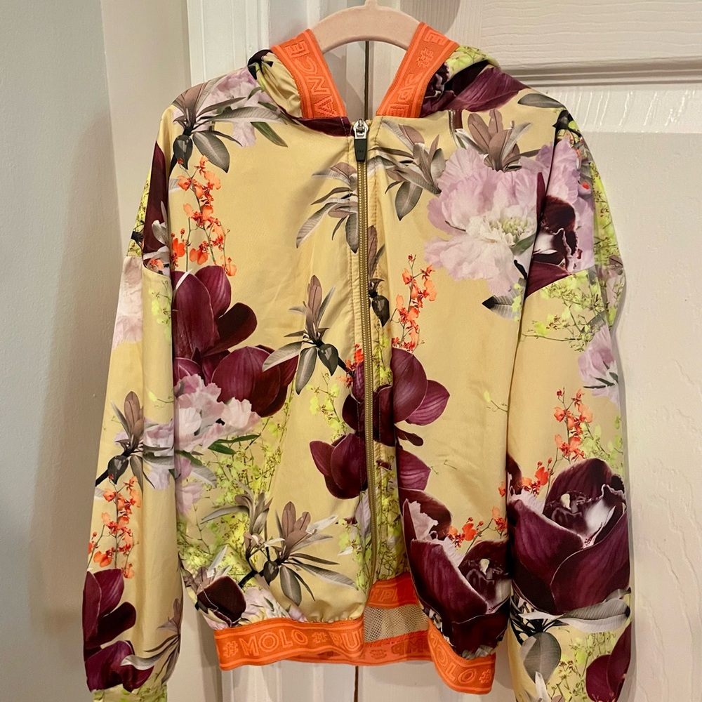 Molo Kids Floral Sports Jacket - Cream and Purple. Very stylish and adorable.